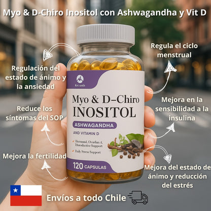 MYO & D-Chiro Inositol con Ashwagandha y Vitamina D